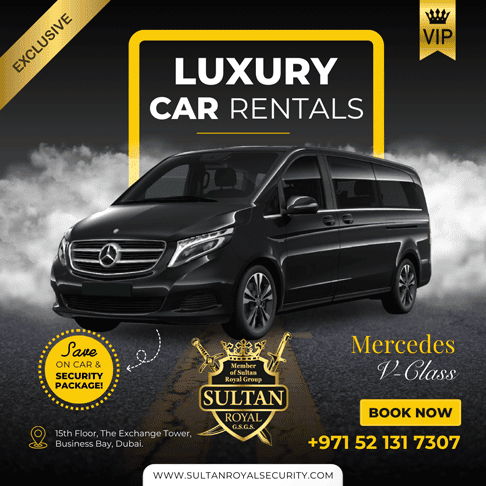 Luxury Mercedes V-Class available for VIP car rental services,